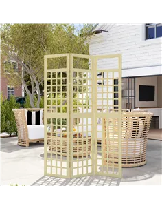 Outsunny 3-Panel Garden Privacy Screen, Freestanding Foldable Wooden Outdoor Divider/Trellis, Decorative Privacy Screen for Gard 2