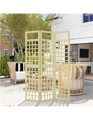 Outsunny 3-Panel Garden Privacy Screen, Freestanding Foldable Wooden Outdoor Divider/Trellis, Decorative Privacy Screen for Gard