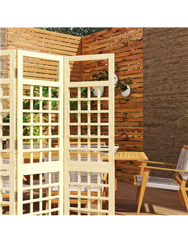 Outsunny 3-Panel Garden Privacy Screen, Freestanding Foldable Wooden Outdoor Divider/Trellis, Decorative Privacy Screen for Gard