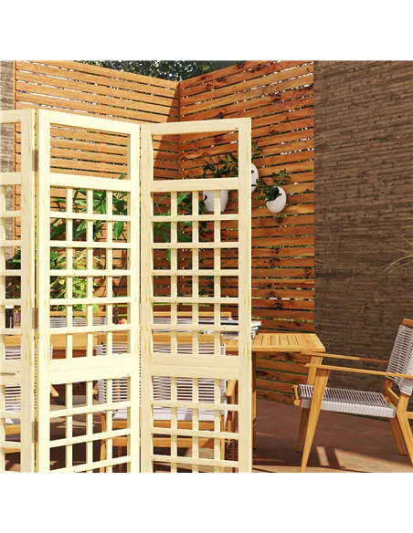 Outsunny 3-Panel Garden Privacy Screen, Freestanding Foldable Wooden Outdoor Divider/Trellis, Decorative Privacy Screen for Gard