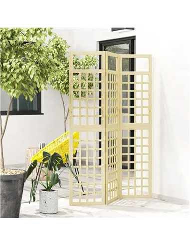 Outsunny 3-Panel Garden Privacy Screen, Freestanding Foldable Wooden Outdoor Divider/Trellis, Decorative Privacy Screen for Gard