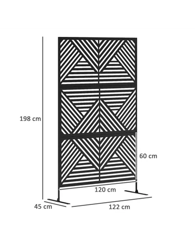 Outsunny Decorative Garden Privacy Screen with Stand, 6.5FT Freestanding Metal Outdoor Divider, Decorative Privacy Panel with Ex