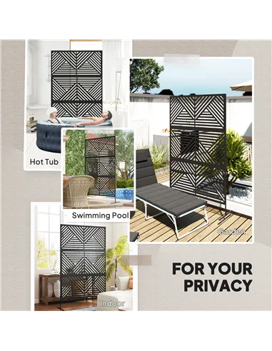 Outsunny Decorative Garden Privacy Screen with Stand, 6.5FT Freestanding Metal Outdoor Divider, Decorative Privacy Panel with Ex