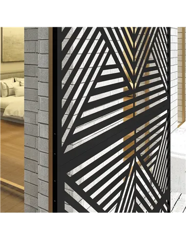 Outsunny Decorative Garden Privacy Screen with Stand, 6.5FT Freestanding Metal Outdoor Divider, Decorative Privacy Panel with Ex