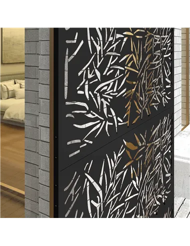 Outsunny Decorative Garden Privacy Screen with Stand, 6.5FT Freestanding Metal Outdoor Divider, Decorative Privacy Panel with Ex