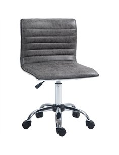 HOMCOM Armless Task Desk Chair, Swivel Office Chair with Microfibre Cloth, Adjustable Seat Height, Chrome Base, Wheels for Home,