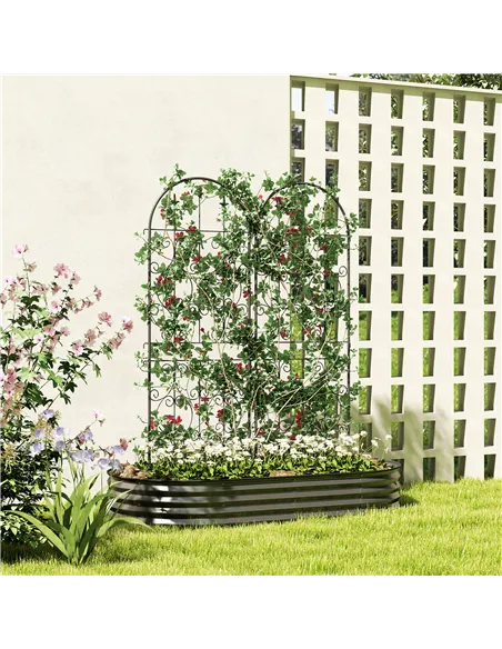 Outsunny Set of 2 Metal Garden Trellis, Decorative Trellis Panels for Climbing Outdoor Plants, Vegetables, Vines, Flowers, 150 x