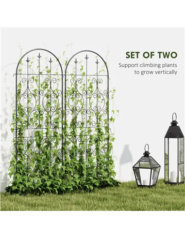 Outsunny Set of 2 Metal Garden Trellis, Decorative Trellis Panels for Climbing Outdoor Plants, Vegetables, Vines, Flowers, 150 x