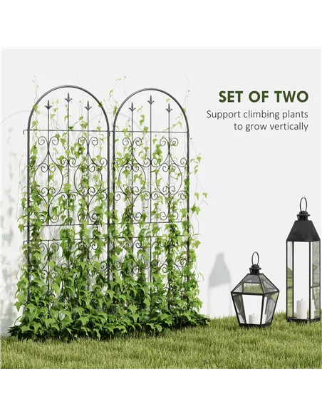 Outsunny Set of 2 Metal Garden Trellis, Decorative Trellis Panels for Climbing Outdoor Plants, Vegetables, Vines, Flowers, 150 x