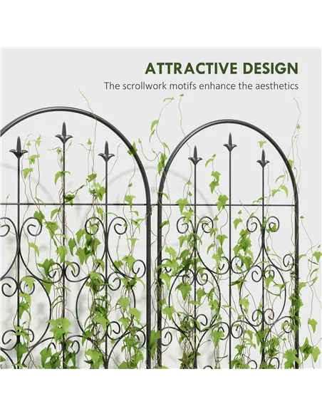 Outsunny Set of 2 Metal Garden Trellis, Decorative Trellis Panels for Climbing Outdoor Plants, Vegetables, Vines, Flowers, 150 x