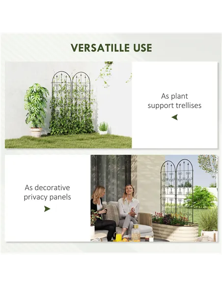 Outsunny Set of 2 Metal Garden Trellis, Decorative Trellis Panels for Climbing Outdoor Plants, Vegetables, Vines, Flowers, 150 x