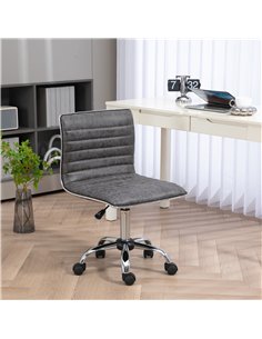 HOMCOM Armless Task Desk Chair, Swivel Office Chair with Microfibre Cloth, Adjustable Seat Height, Chrome Base, Wheels for Home, 2