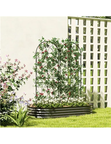 Outsunny Set of 2 Garden Trellis, Metal Fence Panels for Climbing Outdoor Plants, Flowers, 150 x 50cm