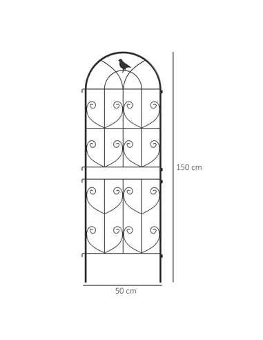 Outsunny Set of 2 Garden Trellis, Metal Fence Panels for Climbing Outdoor Plants, Flowers, 150 x 50cm