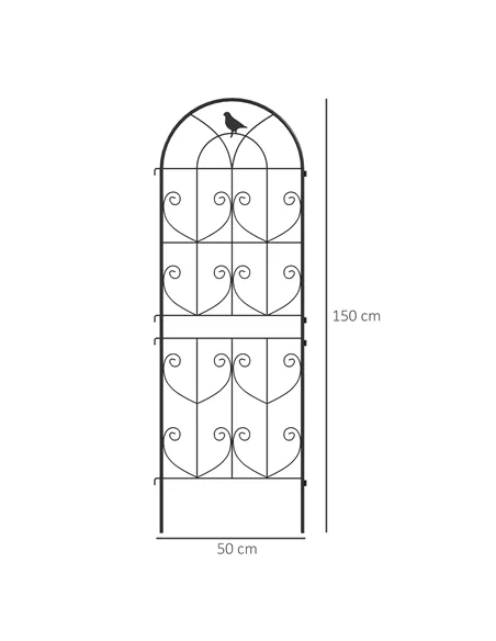 Outsunny Set of 2 Garden Trellis, Metal Fence Panels for Climbing Outdoor Plants, Flowers, 150 x 50cm
