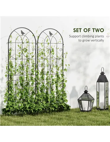 Outsunny Set of 2 Garden Trellis, Metal Fence Panels for Climbing Outdoor Plants, Flowers, 150 x 50cm