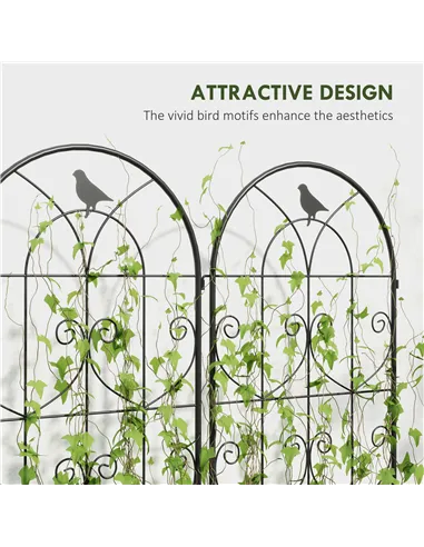 Outsunny Set of 2 Garden Trellis, Metal Fence Panels for Climbing Outdoor Plants, Flowers, 150 x 50cm