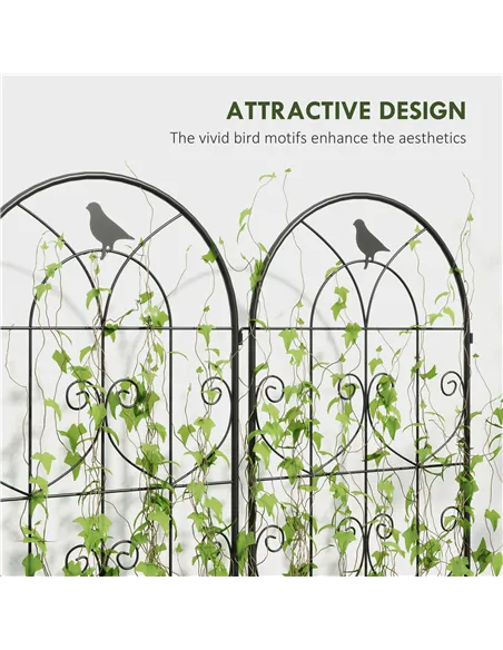 Outsunny Set of 2 Garden Trellis, Metal Fence Panels for Climbing Outdoor Plants, Flowers, 150 x 50cm