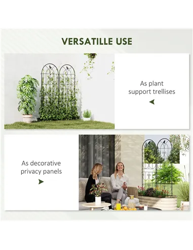 Outsunny Set of 2 Garden Trellis, Metal Fence Panels for Climbing Outdoor Plants, Flowers, 150 x 50cm