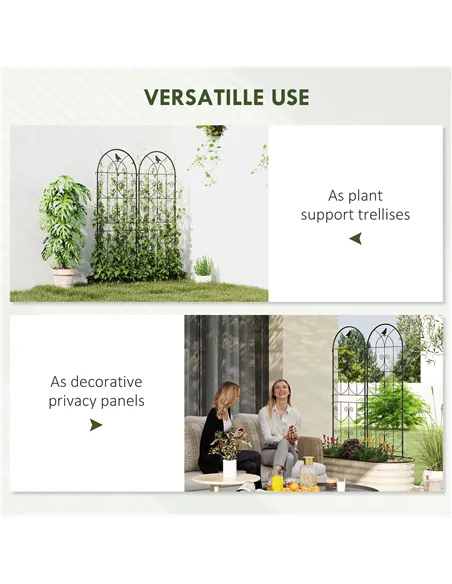 Outsunny Set of 2 Garden Trellis, Metal Fence Panels for Climbing Outdoor Plants, Flowers, 150 x 50cm