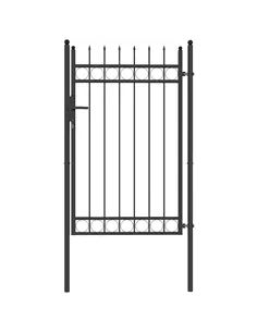 Outsunny Galvanised Steel Garden Gate, Outdoor Fence Gate Security Barrier with Lock, Keys and Handle, Outdoor Entrance Way Door