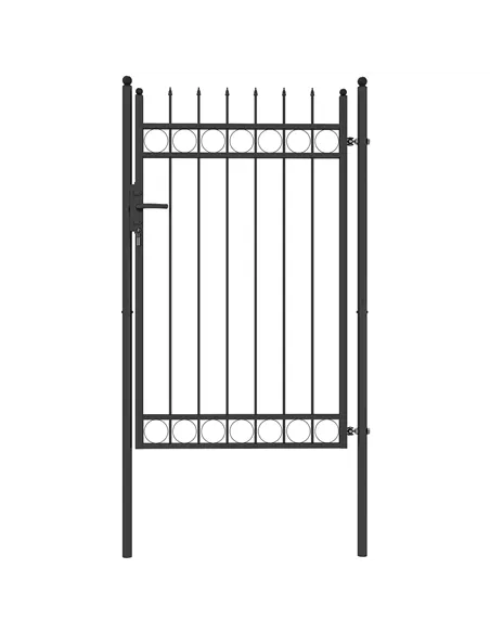 Outsunny Galvanised Steel Garden Gate, Outdoor Fence Gate Security Barrier with Lock, Keys and Handle, Outdoor Entrance Way Door