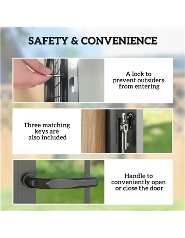 Outsunny Galvanised Steel Garden Gate, Outdoor Fence Gate Security Barrier with Lock, Keys and Handle, Outdoor Entrance Way Door