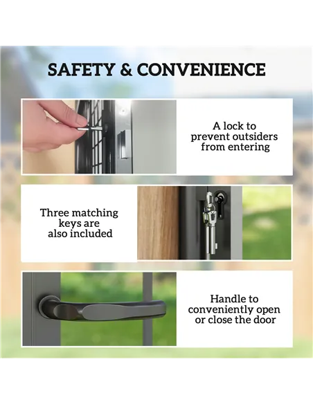 Outsunny Galvanised Steel Garden Gate, Outdoor Fence Gate Security Barrier with Lock, Keys and Handle, Outdoor Entrance Way Door