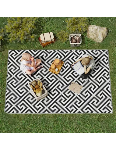 Outsunny 152 x 243 cm(5x 8ft) Outdoor Rug Reversible Mat Plastic Straw Rug Portable RV Camping Mat for Garden Deck Picnic Indoor