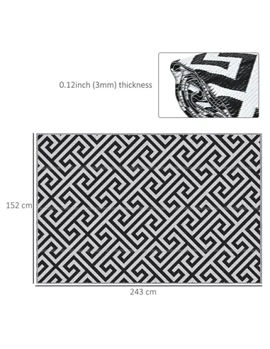 Outsunny 152 x 243 cm(5x 8ft) Outdoor Rug Reversible Mat Plastic Straw Rug Portable RV Camping Mat for Garden Deck Picnic Indoor