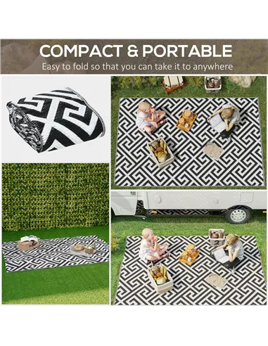 Outsunny 152 x 243 cm(5x 8ft) Outdoor Rug Reversible Mat Plastic Straw Rug Portable RV Camping Mat for Garden Deck Picnic Indoor