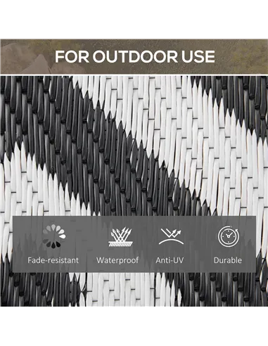 Outsunny 152 x 243 cm(5x 8ft) Outdoor Rug Reversible Mat Plastic Straw Rug Portable RV Camping Mat for Garden Deck Picnic Indoor