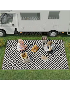 Outsunny 182 x 274 cm(6x9ft) Outdoor Rug Reversible Mat Plastic Straw Rug Portable RV Camping Mat for Garden Deck Picnic Indoor, 2