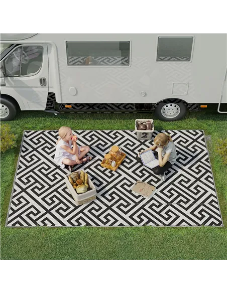 Outsunny 182 x 274 cm(6x9ft) Outdoor Rug Reversible Mat Plastic Straw Rug Portable RV Camping Mat for Garden Deck Picnic Indoor,