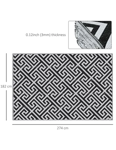 Outsunny 182 x 274 cm(6x9ft) Outdoor Rug Reversible Mat Plastic Straw Rug Portable RV Camping Mat for Garden Deck Picnic Indoor,