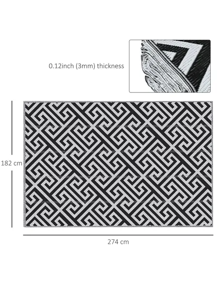 Outsunny 182 x 274 cm(6x9ft) Outdoor Rug Reversible Mat Plastic Straw Rug Portable RV Camping Mat for Garden Deck Picnic Indoor,