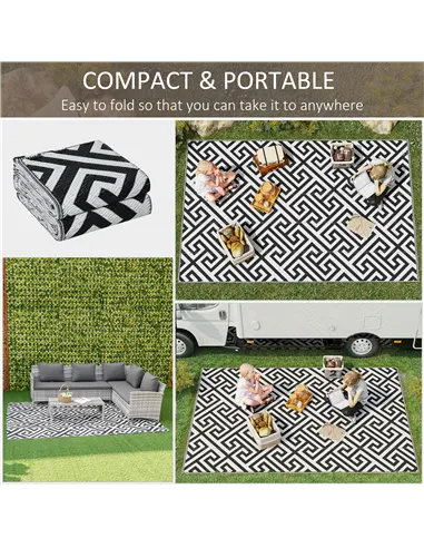 Outsunny 182 x 274 cm(6x9ft) Outdoor Rug Reversible Mat Plastic Straw Rug Portable RV Camping Mat for Garden Deck Picnic Indoor,