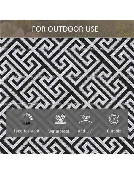 Outsunny 182 x 274 cm(6x9ft) Outdoor Rug Reversible Mat Plastic Straw Rug Portable RV Camping Mat for Garden Deck Picnic Indoor,
