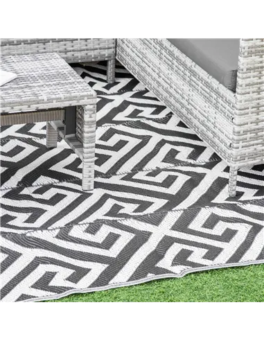 Outsunny 182 x 274 cm(6x9ft) Outdoor Rug Reversible Mat Plastic Straw Rug Portable RV Camping Mat for Garden Deck Picnic Indoor,