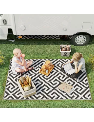 Outsunny Outdoor Rug Reversible Mat Plastic Straw Rug Portable RV Camping Mat for Garden Deck Picnic Indoor, 121 x 182 cm (4 x 6