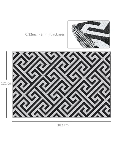 Outsunny Outdoor Rug Reversible Mat Plastic Straw Rug Portable RV Camping Mat for Garden Deck Picnic Indoor, 121 x 182 cm (4 x 6