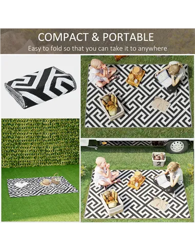 Outsunny Outdoor Rug Reversible Mat Plastic Straw Rug Portable RV Camping Mat for Garden Deck Picnic Indoor, 121 x 182 cm (4 x 6