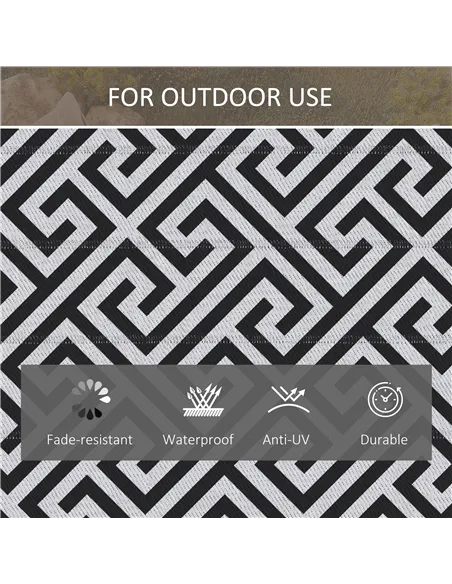 Outsunny Outdoor Rug Reversible Mat Plastic Straw Rug Portable RV Camping Mat for Garden Deck Picnic Indoor, 121 x 182 cm (4 x 6