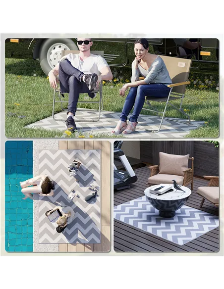 Outsunny 121 x 182 cm(4x6ft) Outdoor Rug Reversible Mat Plastic Straw Rug Portable RV Camping Mat for Garden Deck Picnic Indoor,