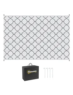 Outsunny Reversible Outdoor Rug with Carry Bag, Waterproof Plastic Straw Mat for Garden, Deck, RV, Picnic, Beach, Camping, 182 x