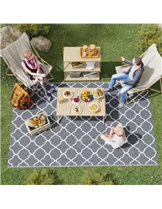 Outsunny Reversible Outdoor Rug with Carry Bag, Waterproof Plastic Straw Mat for Garden, Deck, RV, Picnic, Beach, Camping, 182 x 2