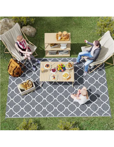 Outsunny Reversible Outdoor Rug with Carry Bag, Waterproof Plastic Straw Mat for Garden, Deck, RV, Picnic, Beach, Camping, 182 x