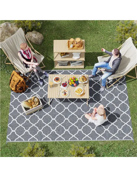 Outsunny Reversible Outdoor Rug with Carry Bag, Waterproof Plastic Straw Mat for Garden, Deck, RV, Picnic, Beach, Camping, 182 x