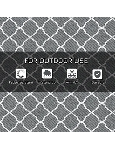 Outsunny Reversible Outdoor Rug with Carry Bag, Waterproof Plastic Straw Mat for Garden, Deck, RV, Picnic, Beach, Camping, 182 x