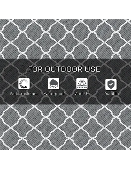 Outsunny Reversible Outdoor Rug with Carry Bag, Waterproof Plastic Straw Mat for Garden, Deck, RV, Picnic, Beach, Camping, 182 x